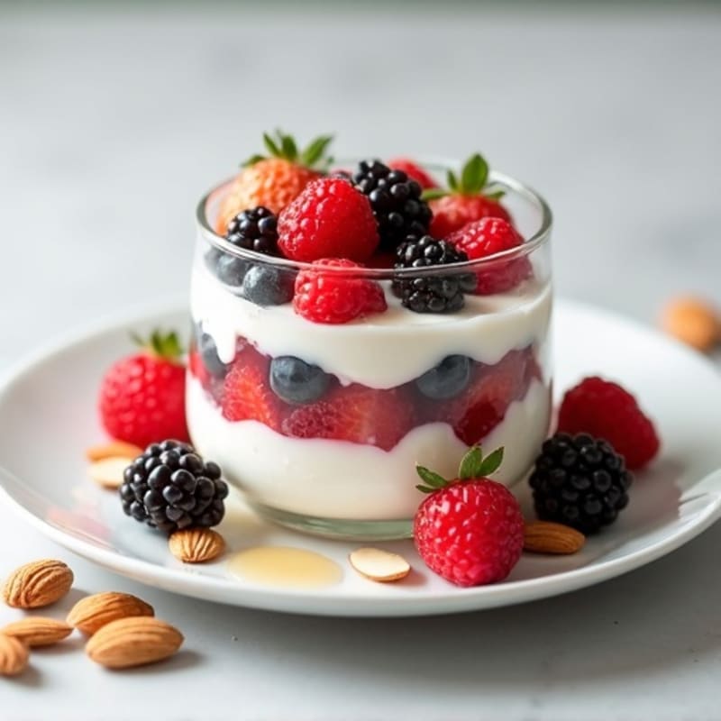 Greek Yogurt Protein Parfait with Berries and Almonds