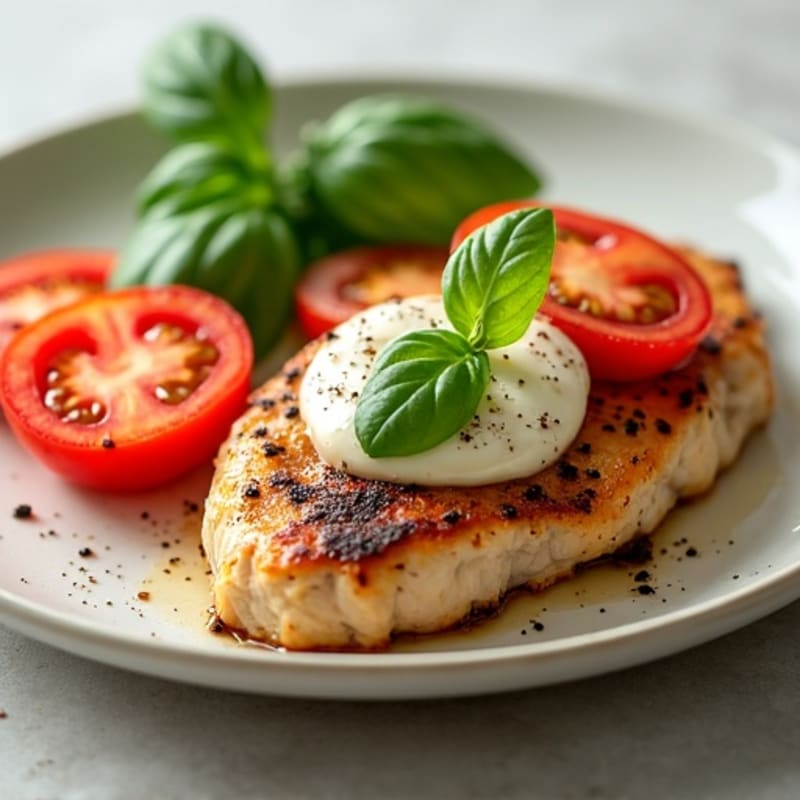 Pan-Seared Chicken with Fresh Tomato, Melty Mozzarella, and Basil