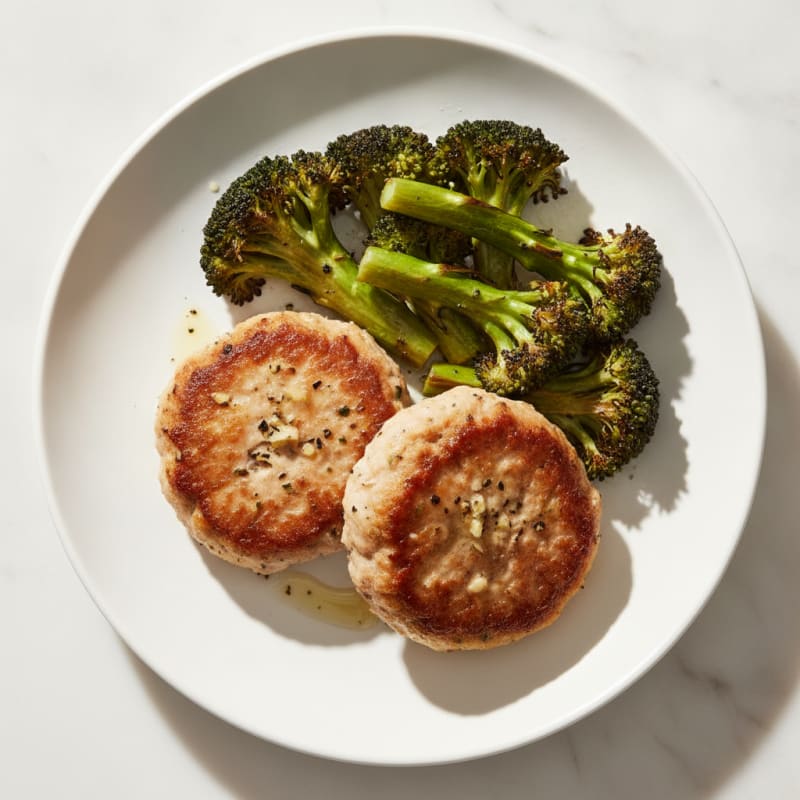 Seared Turkey Patties with Roasted Broccoli