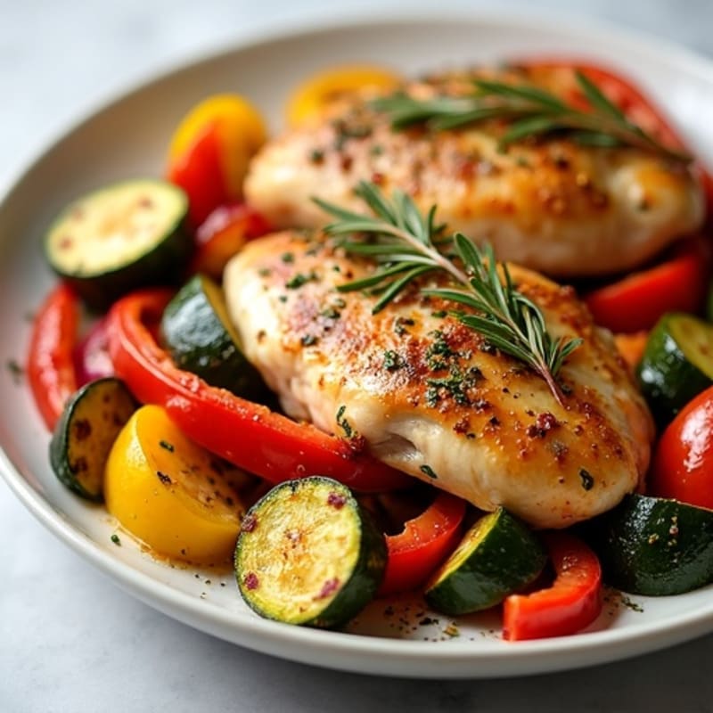 Sheet Pan Herb-Roasted Chicken with Rainbow Vegetables