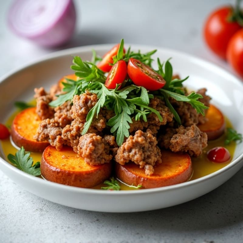 Slow-Cooked Pulled Pork with Crispy Sweet Potato and Fresh Toppings