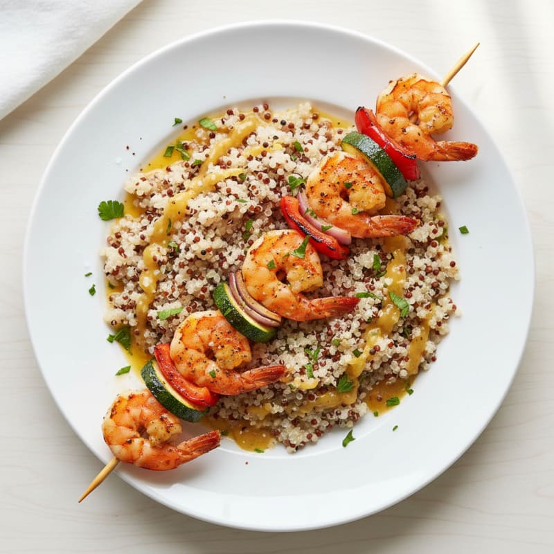 Zesty Grilled Shrimp and Charred Vegetable Skewers
