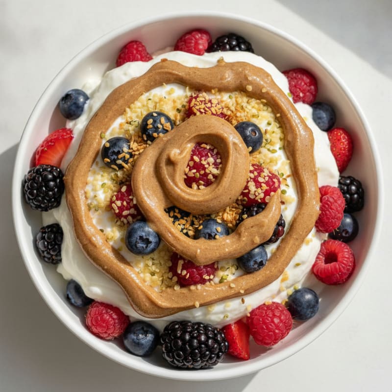 Creamy Greek Yogurt Parfait with Mixed Berries and Almond Butter