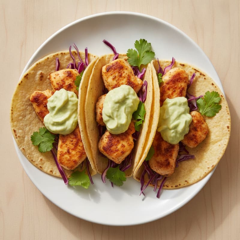 Chicken Tacos with Avocado Crema