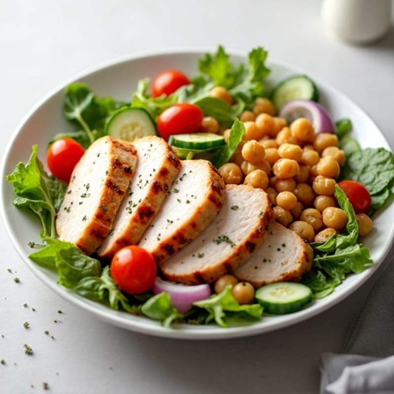 Grilled Turkey Breast Salad with Chickpeas and Lemon Vinaigrette