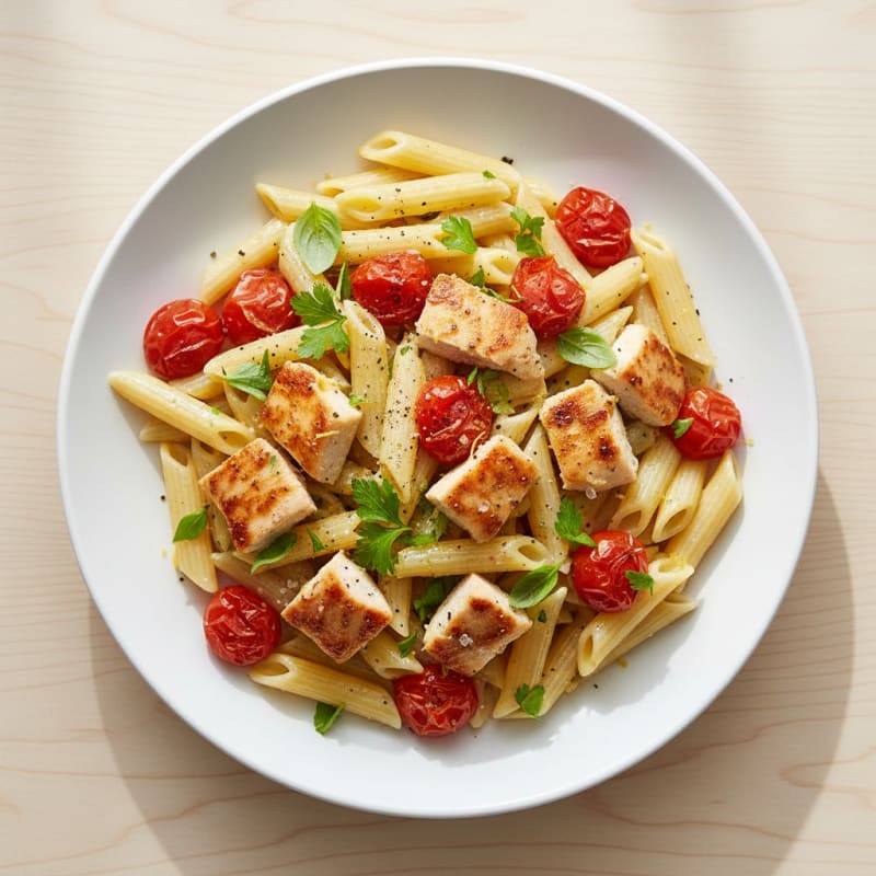 Lemon-Herb Chicken Pasta with Roasted Tomatoes