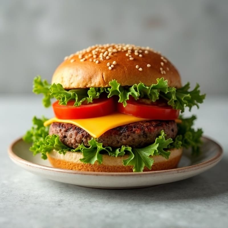Lean Beef Burger with Fresh Greens and Tomato