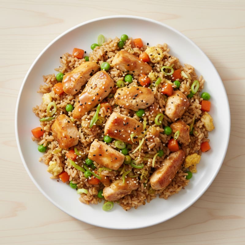 Chicken Fried Rice with Sesame-Ginger Sauce