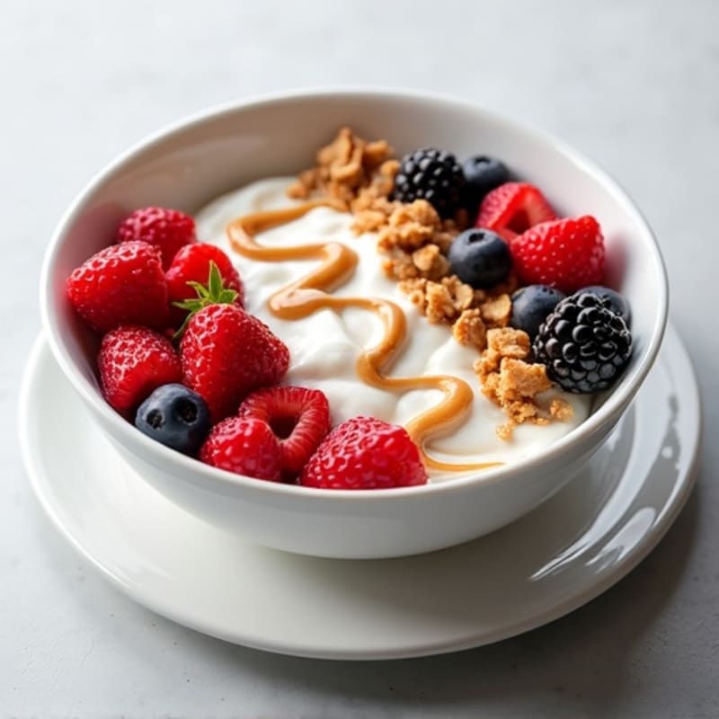 Greek Yogurt Protein Bowl with Mixed Berries and Almond Butter