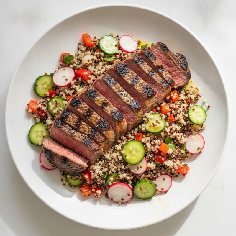 Grilled Steak and Quinoa Salad with Crunchy Vegetables