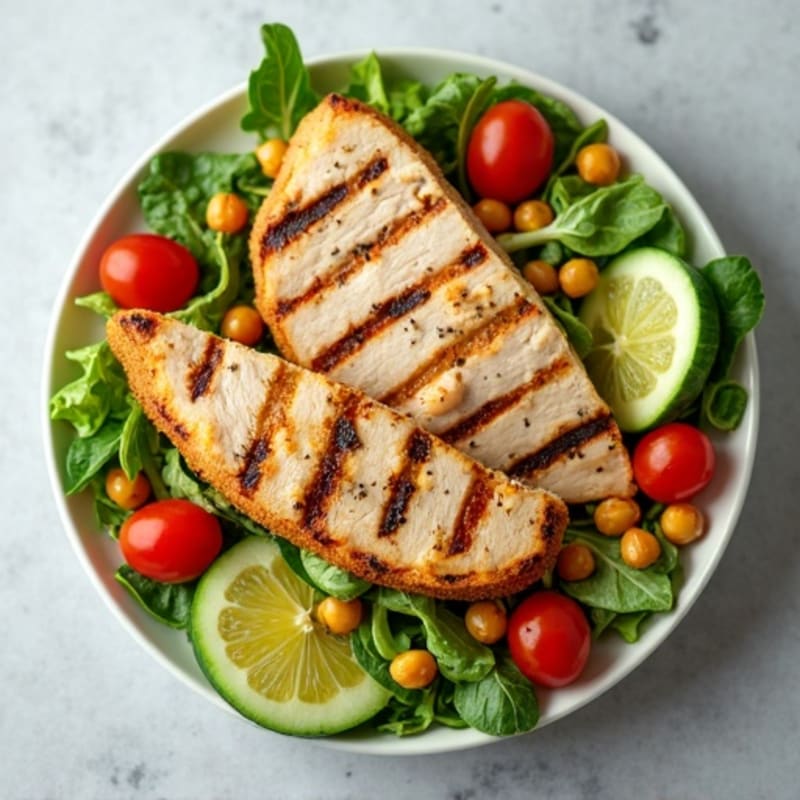 Grilled Turkey Breast Salad with Crunchy Chickpeas