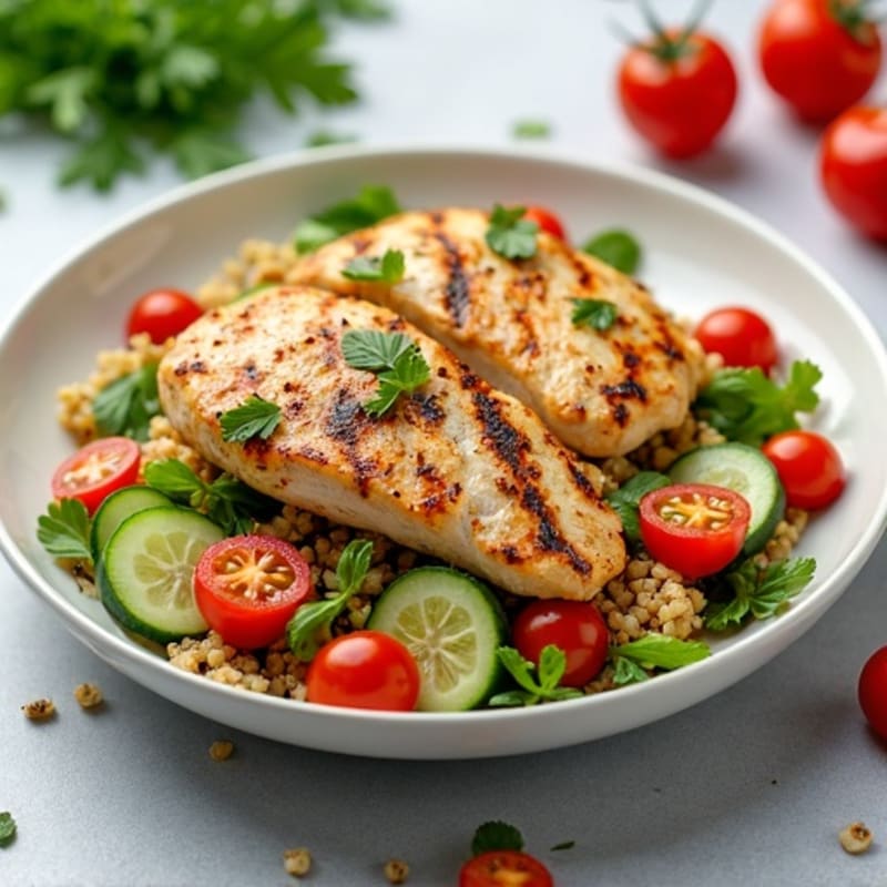 Grilled Chicken and Quinoa Salad with Crunchy Vegetables