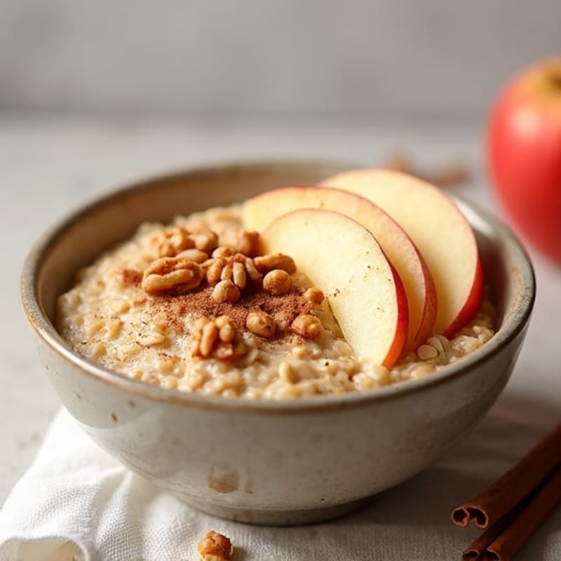 Creamy Cinnamon Protein Oatmeal with Crispy Apple Slices