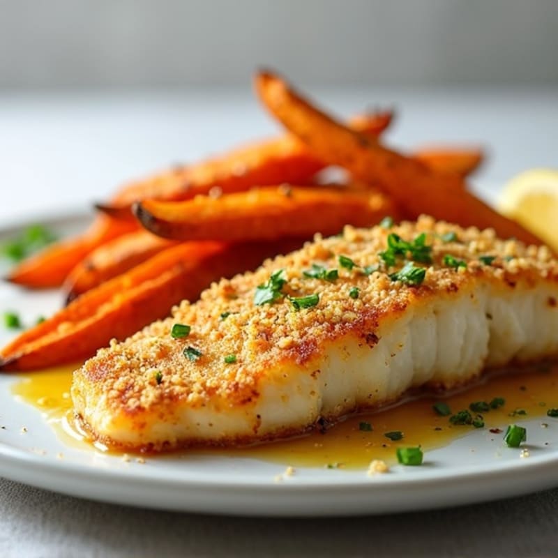 Crispy Baked Cod with Roasted Sweet Potato Fries