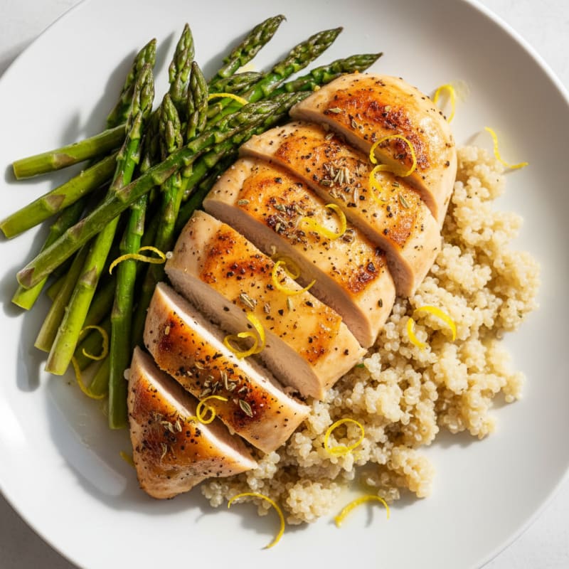 Lemon-Herb Roasted Chicken Breast with Asparagus