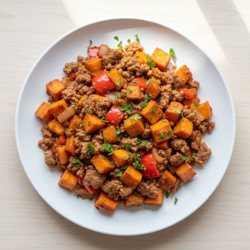 Smoky Ground Beef and Sweet Potato Skillet