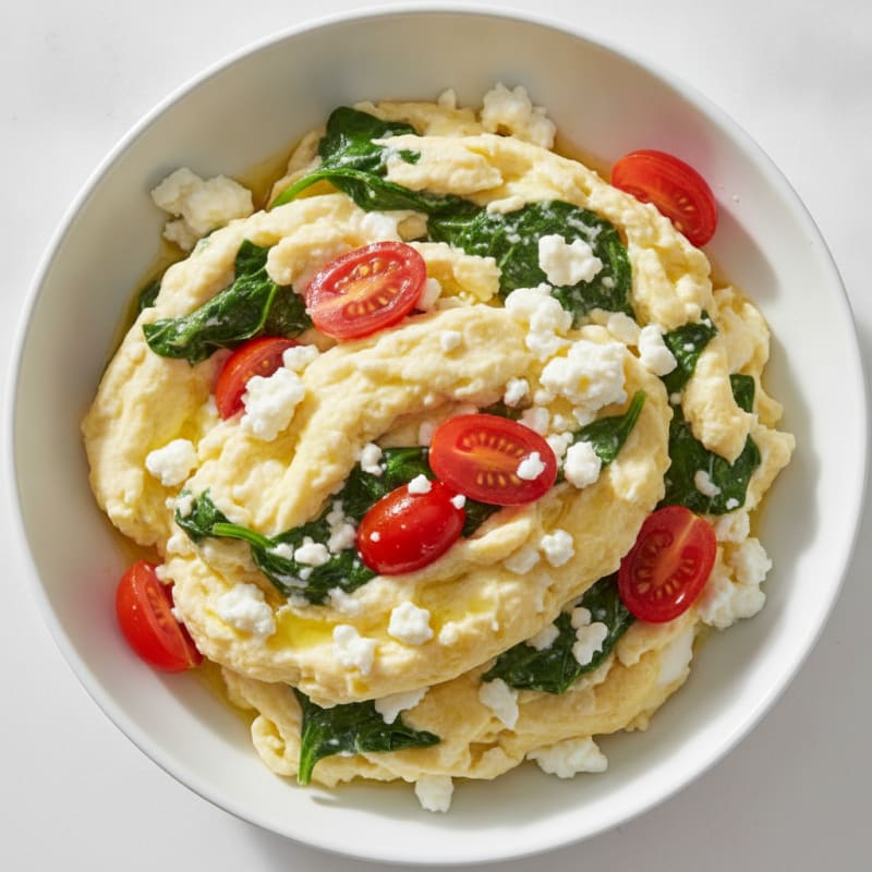 Egg White Spinach Scramble with Cottage Cheese