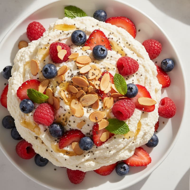 Greek Yogurt Protein Mousse with Mixed Berries