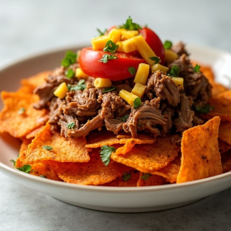 Tender Slow-Cooked Pulled Pork with Crispy Sweet Potato Nachos