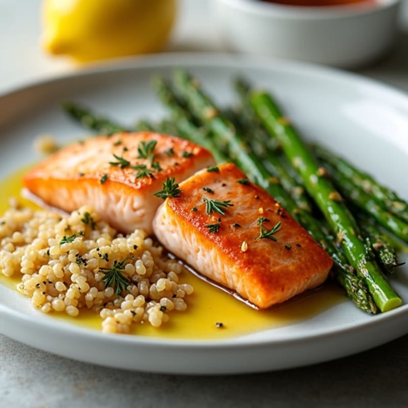 Crispy Pan-Seared Salmon with Roasted Asparagus