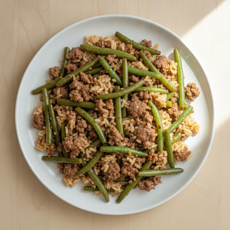 Ground Beef and Green Bean Rice Skillet