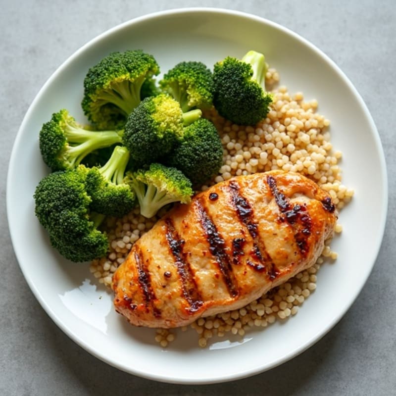 Grilled Chicken Breast with Quinoa and Steamed Broccoli