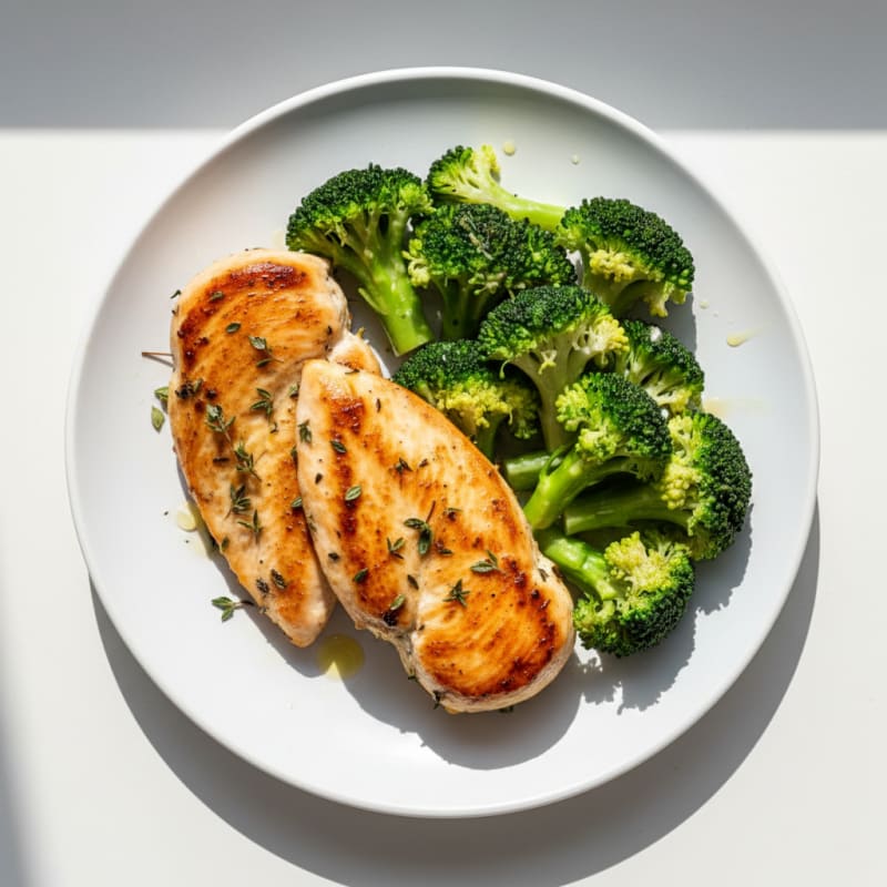 Seared Lemon Herb Chicken with Steamed Broccoli
