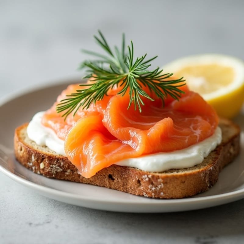 Flaky Smoked Salmon with Creamy Dill Spread and Crispy Whole Grain Toast