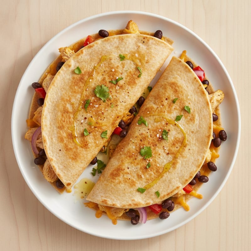 Cheesy Chicken and Black Bean Quesadillas