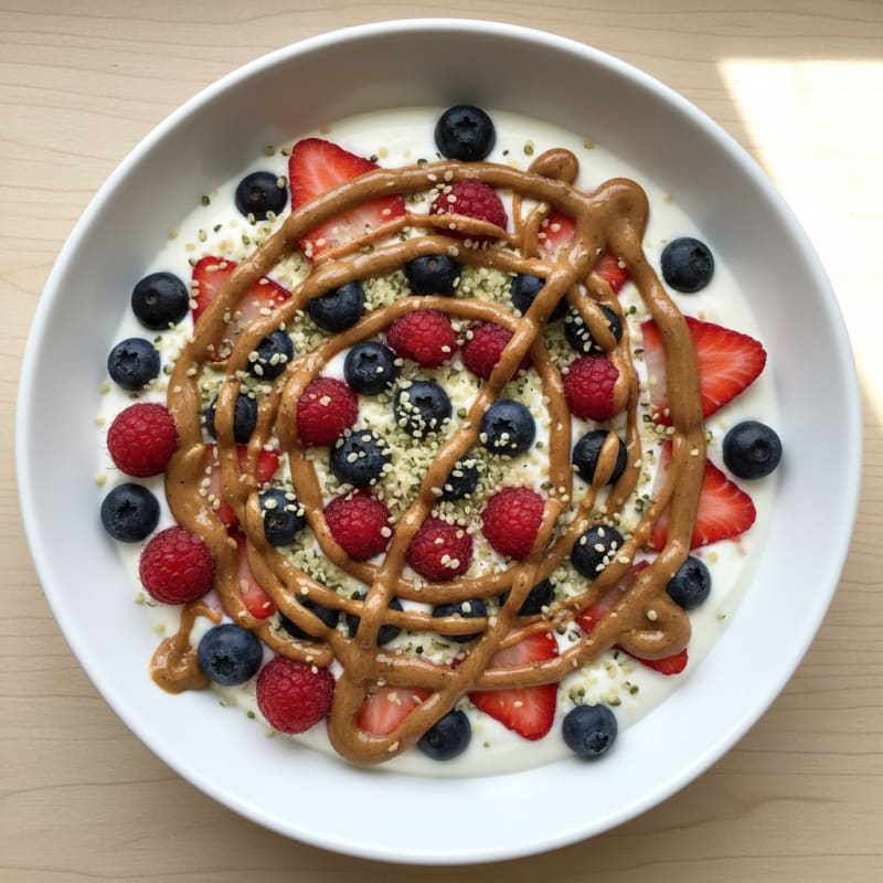 Greek Yogurt Protein Parfait with Mixed Berries and Almond Butter