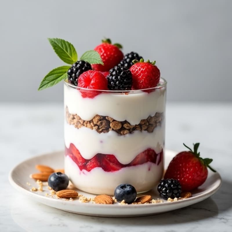 Greek Yogurt Protein Parfait with Mixed Berries