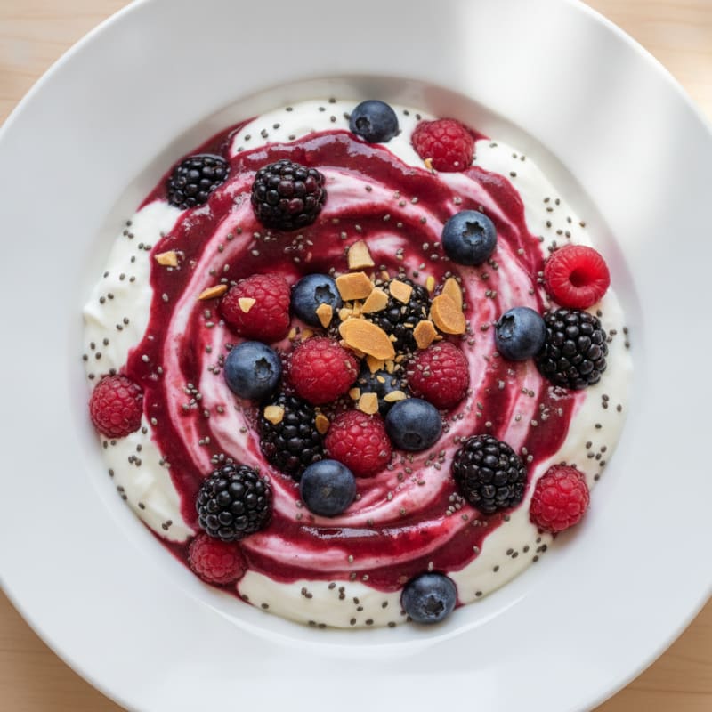 Silky Greek Yogurt Protein Pudding with Mixed Berries