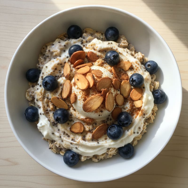 Blueberry-Almond Overnight Oats with Greek Yogurt