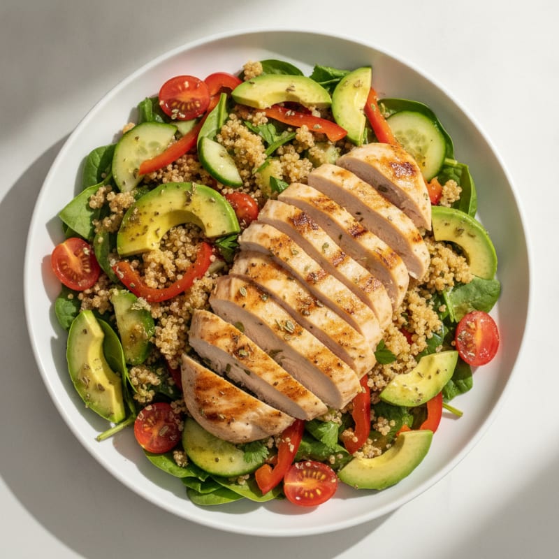 Grilled Chicken Salad with Quinoa and Fresh Vegetables