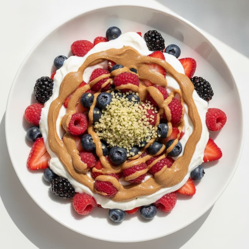 Greek Yogurt Parfait with Mixed Berries and Almond Butter