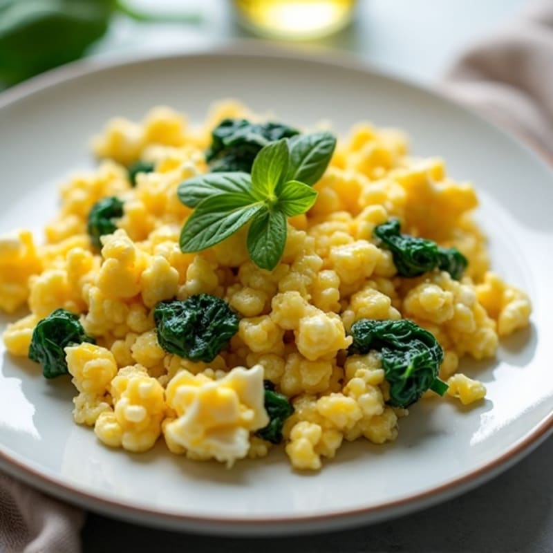 Scrambled Eggs with Spinach and Cottage Cheese