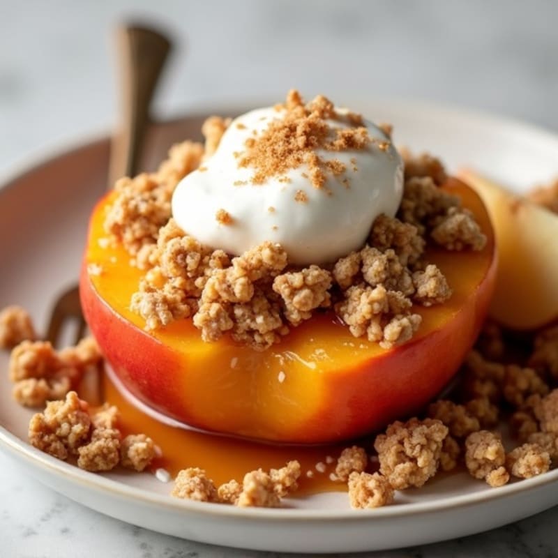 Baked Peaches with Cinnamon Oat Crumble