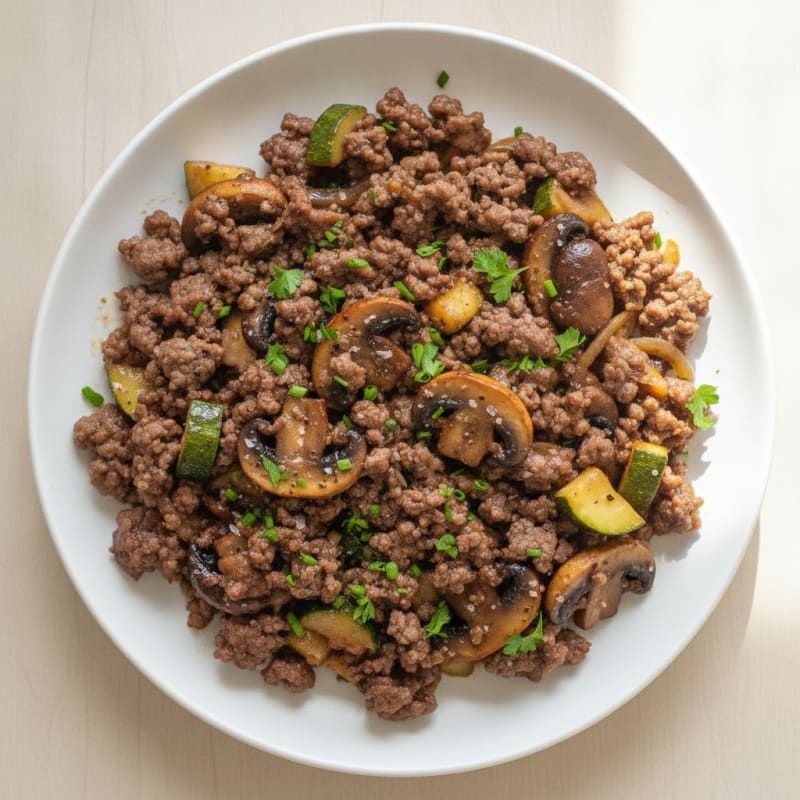 Savory Ground Beef and Mushroom Skillet