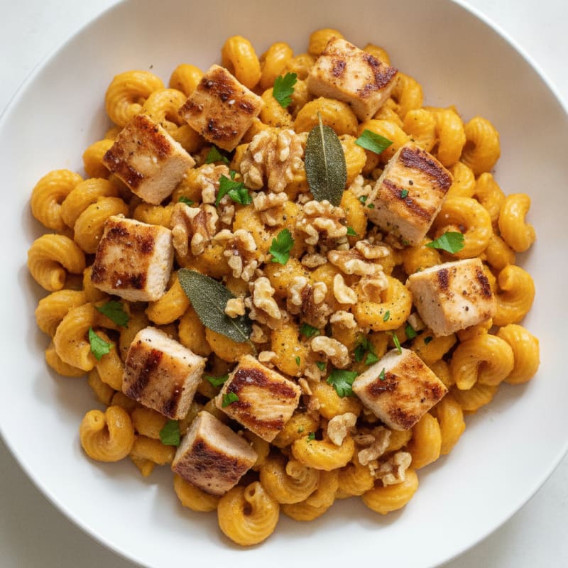 High-Protein Butternut Squash Pasta with Toasted Walnuts