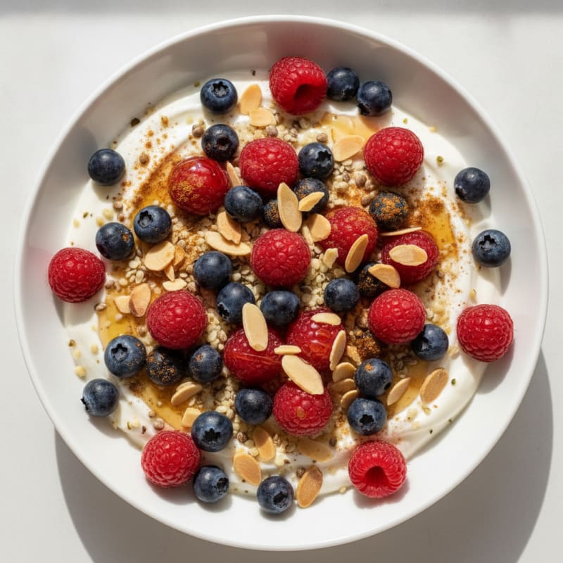 High-Protein Berry and Hemp Greek Yogurt Bowl