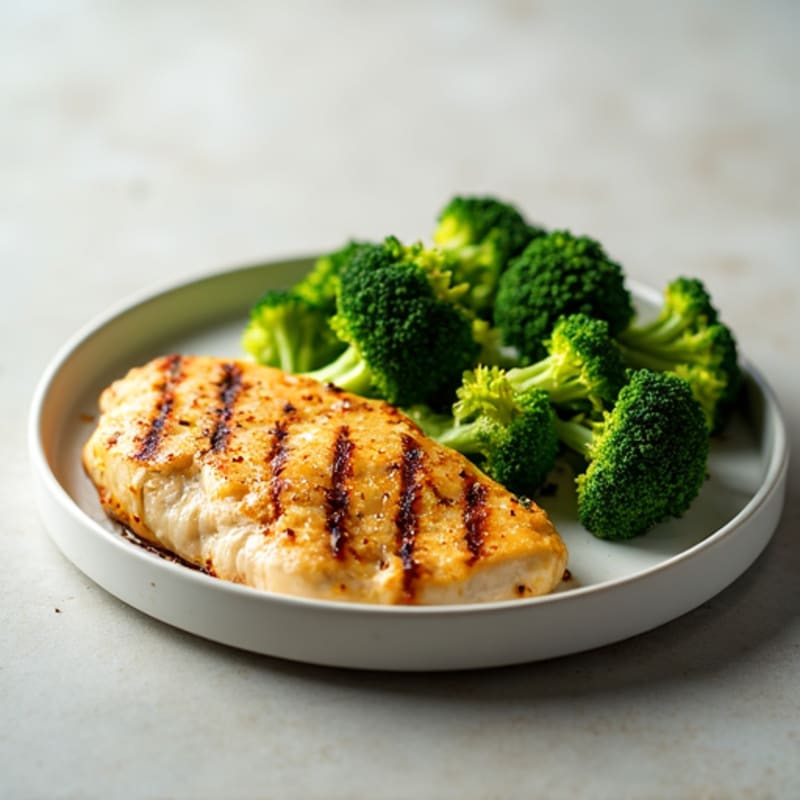 Grilled Lemon-Garlic Chicken Breast with Steamed Broccoli