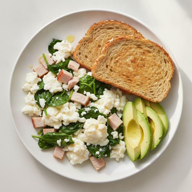 Egg White Scramble with Spinach and Smoked Turkey