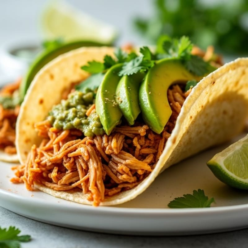 Spicy Shredded Chicken Verde Tacos