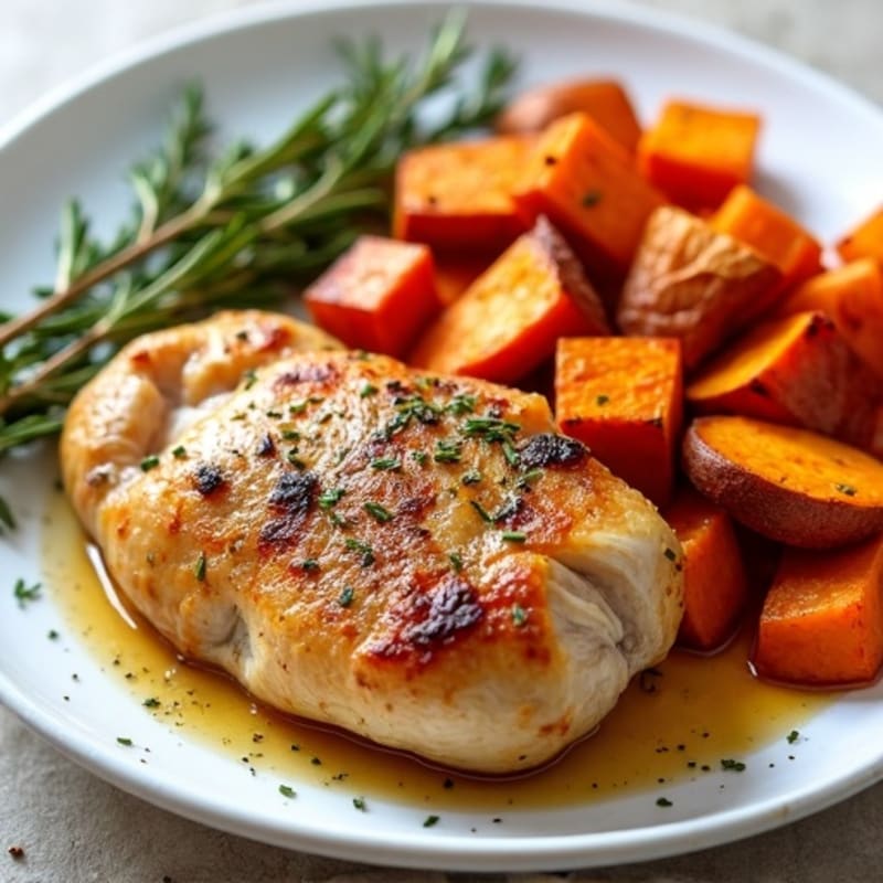 Sheet Pan Roasted Chicken and Sweet Potatoes