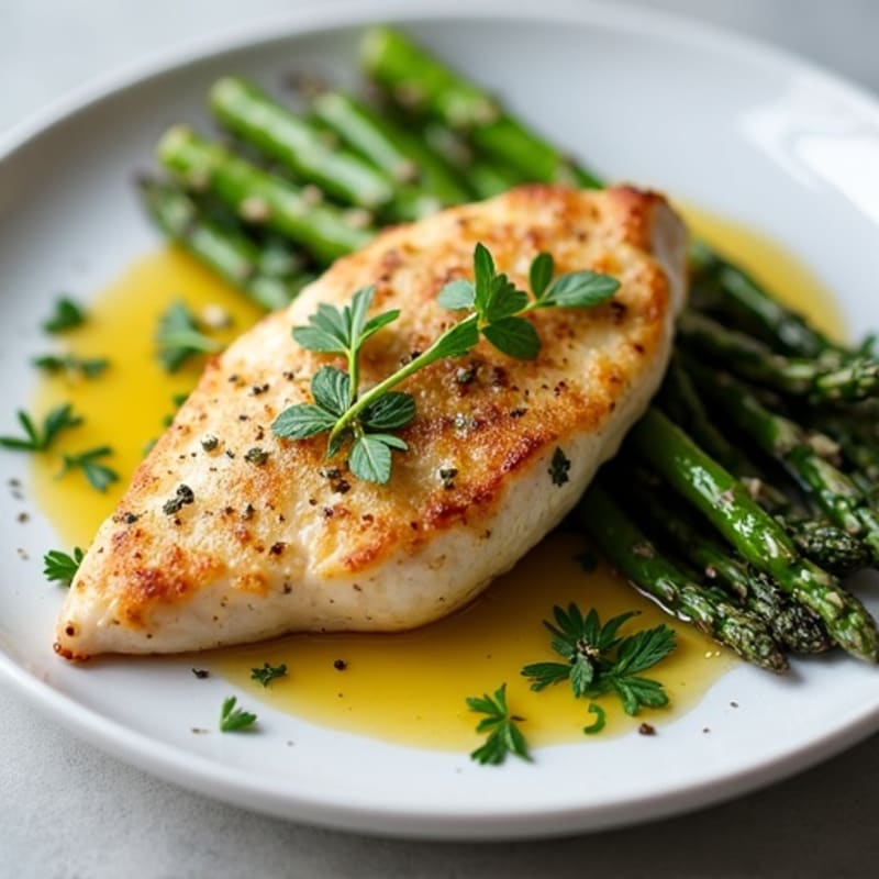 Lemon Herb Pan-Seared Chicken with Roasted Asparagus