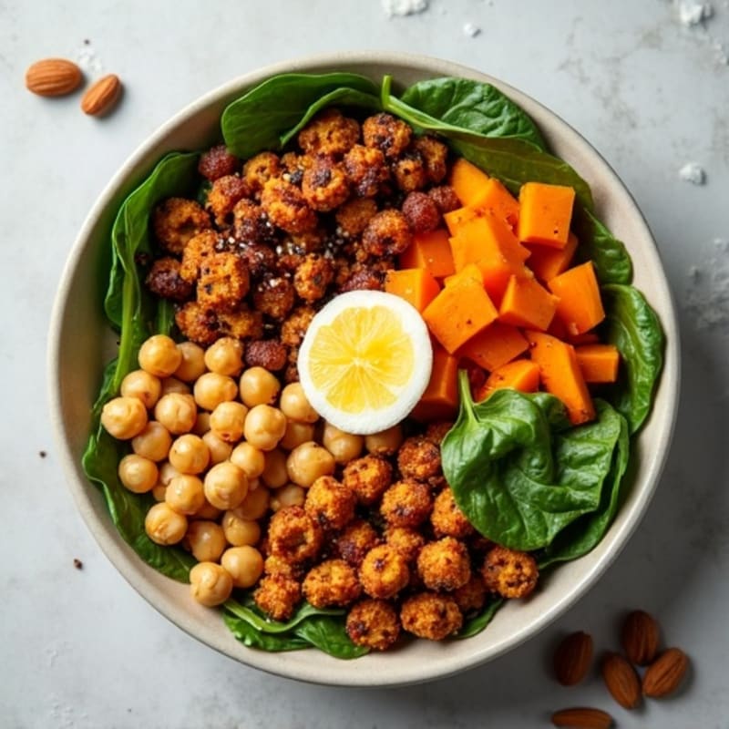 Crispy Roasted Chickpea and Sweet Potato Buddha Bowl