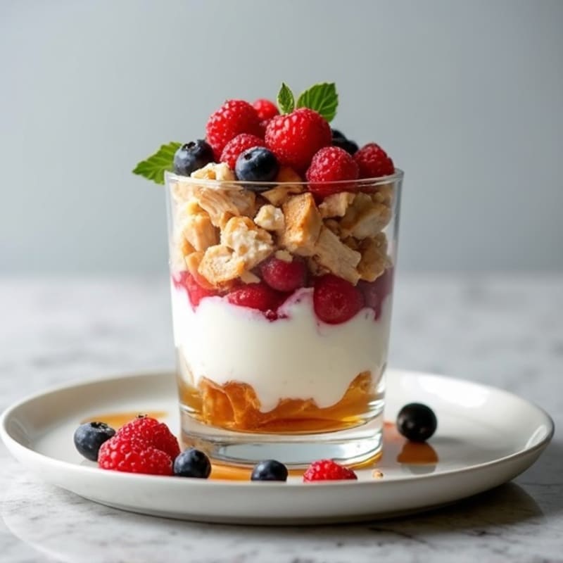 Greek Yogurt Protein Parfait with Chopped Chicken and Berries