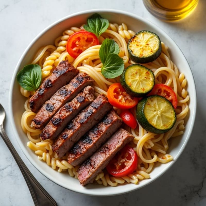 Grilled Steak and Roasted Vegetable Pasta Bowl