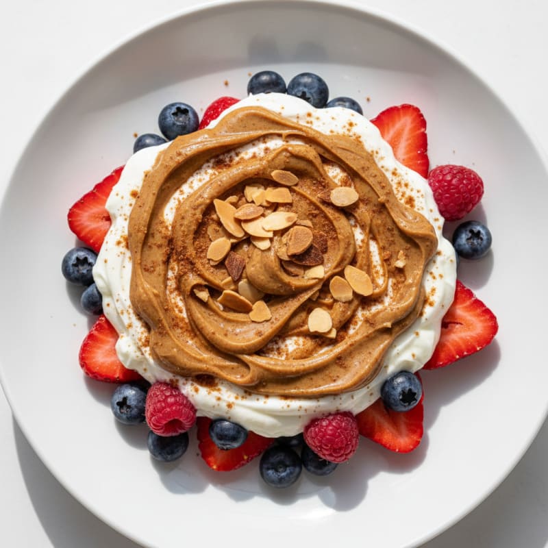 Greek Yogurt Parfait with Mixed Berries and Almond Butter