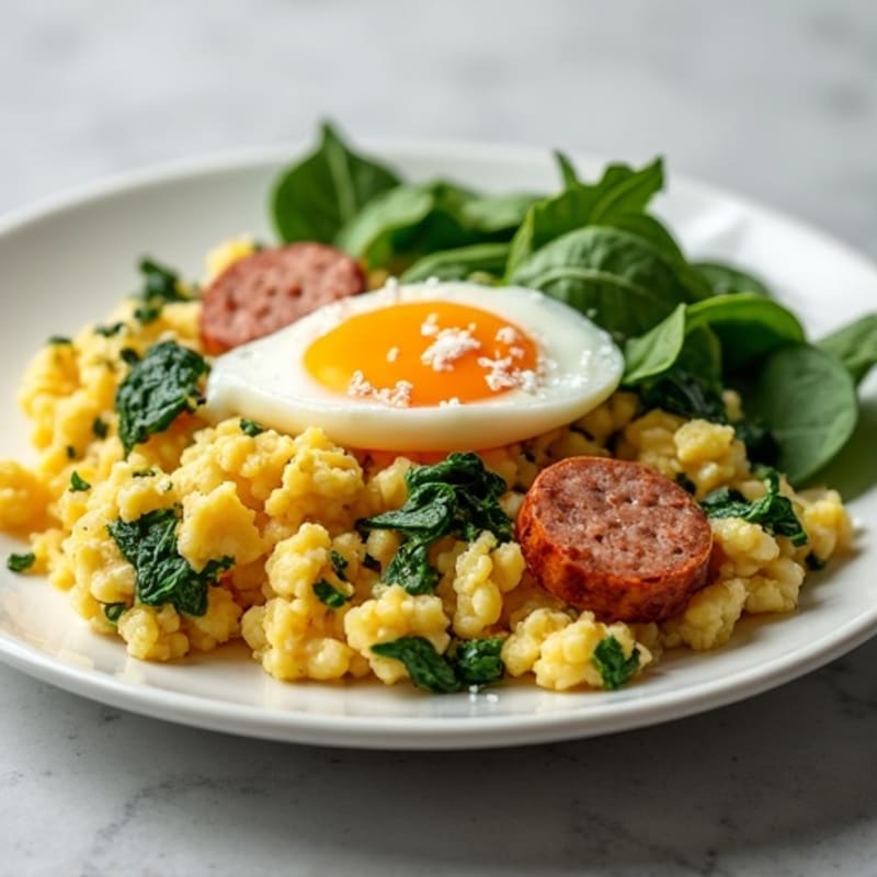 Egg White and Turkey Sausage Scramble with Spinach